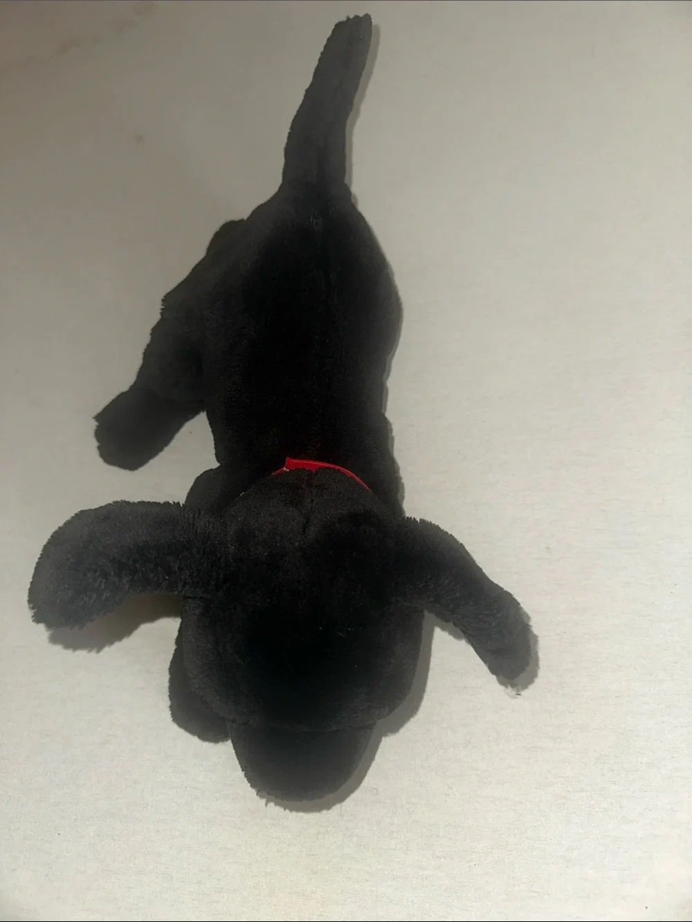 Kids Plush Black Dog Toy with Red Collar - Soft Pet Plush